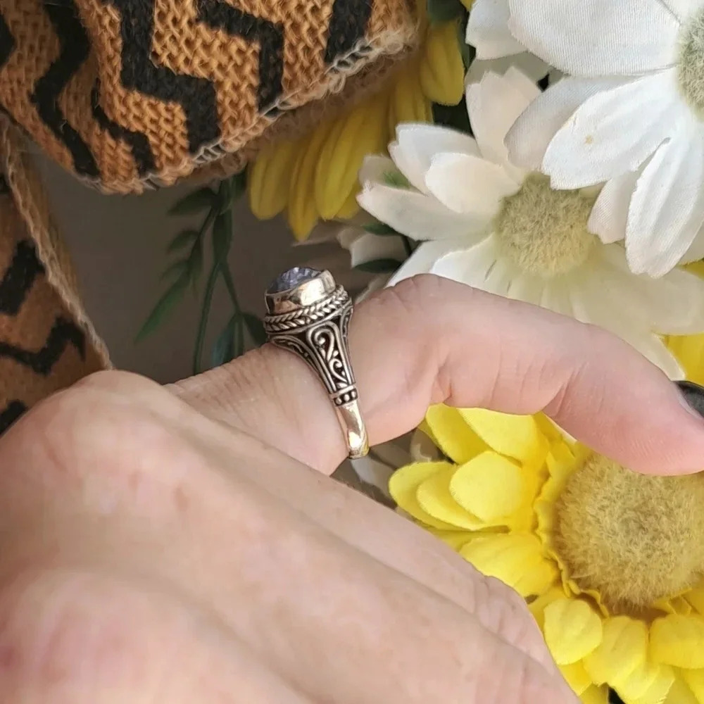 Bali Genuine Tanzanite Solitaire Ring In Sterling Silver. Sz 5 - Picture 2 of 5